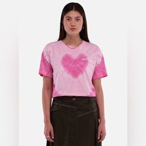 Tomorrowland Festival Sunset Heart Tie-Dye Cropped T-Shirt in Pink - Size XS
